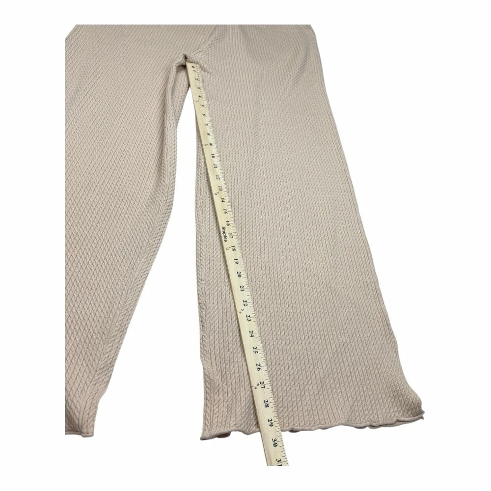 Cable knit Cream Color Wide-Leg pull on Pants - Picture 6 of 12